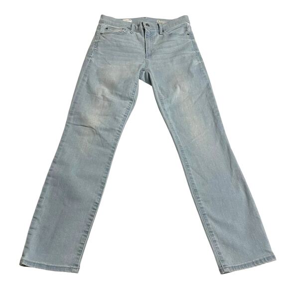 Gap 1969 Womens Jeans Size 29 Slim Straight Mid Rise Stretch Blue Denim Zip Fly - Picture 1 of 12